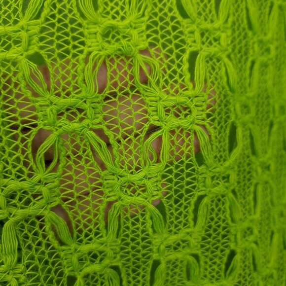 Trina Turk Cover-up Womens Med Top Lime Green Crochet Colorful Stretch Open Side - Picture 4 of 13
